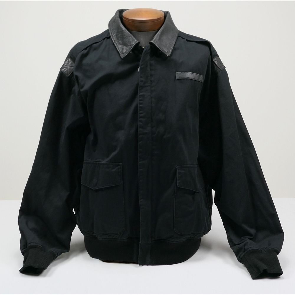 Cockpit‎ U.S. Air Force Type A-2 Black Cotton w/ Leather Trim Flight Jacket 2XL